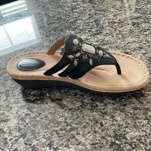 Black leather embellished thong sandals.Never worn